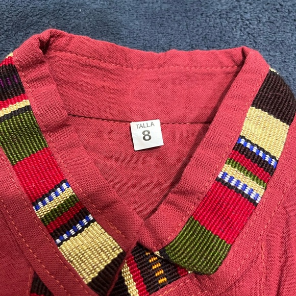 New WOT Boys Size 8 Guayabera Dark maroon Color . - Picture 2 of 11